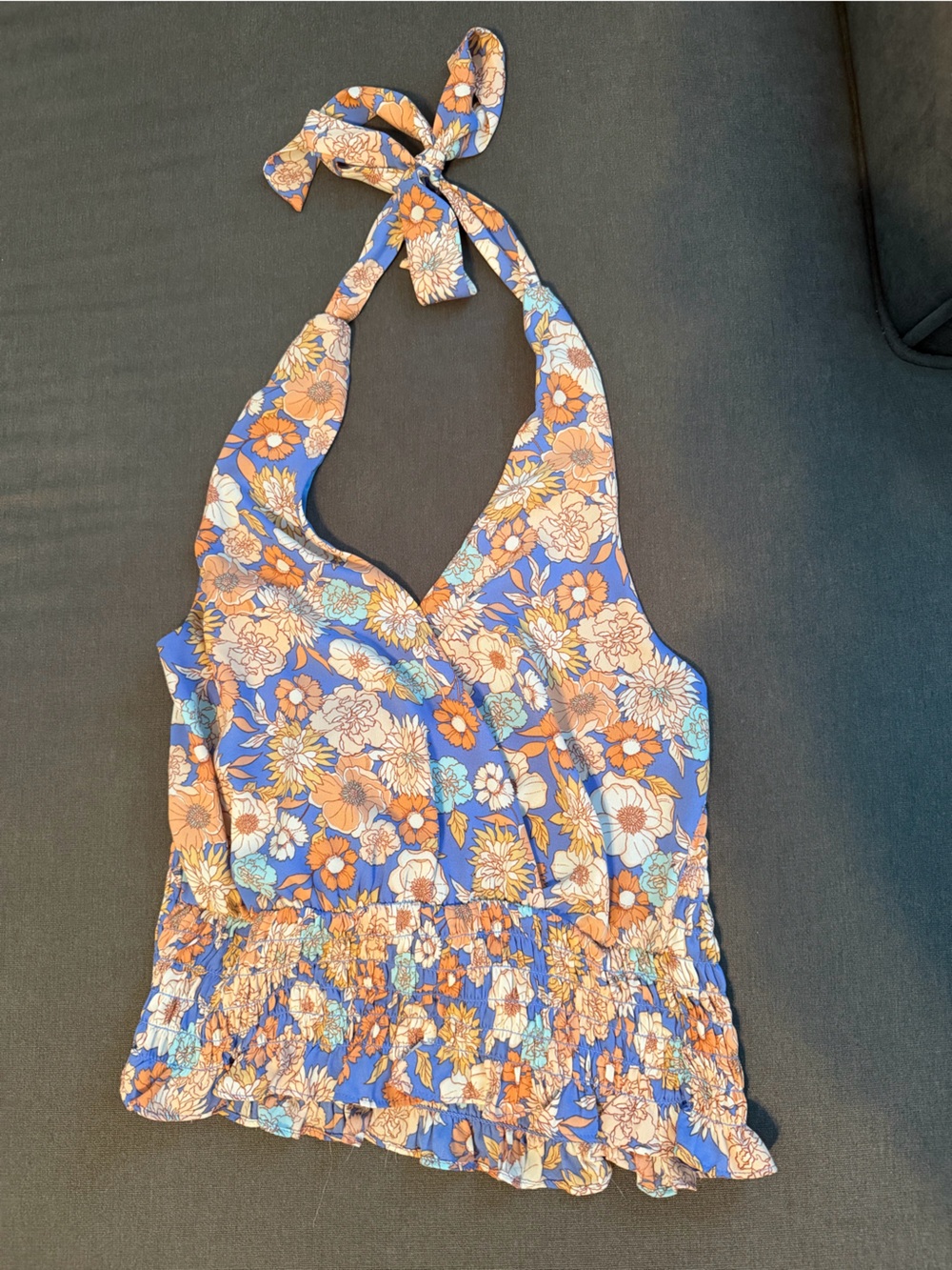 Sienna Sky Floral Halter Camisole in Blue and Orange
